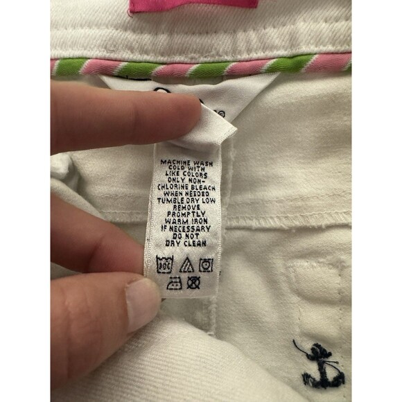 Lilly Pulitzer Sailor Pants Womens 8 White Anchor Embroidered Nautical Preppy - Picture 5 of 13